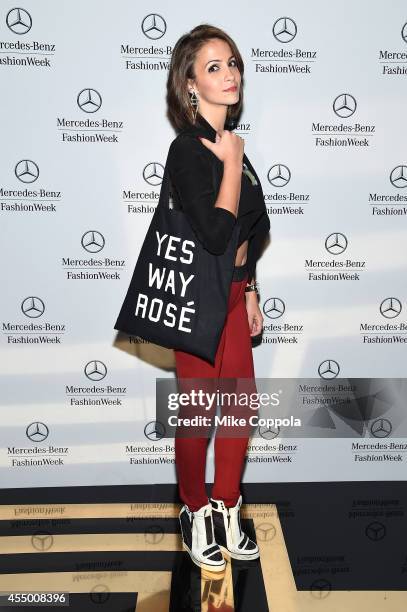 Kaitlin Monte attends the Mercedes-Benz Lounge during Mercedes-Benz Fashion Week Spring 2015 at Lincoln Center on September 8, 2014 in New York City.