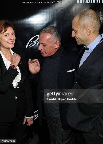 Actress Susan Sarandon, Owner of Bovet Fleurier Pascal Raffy and CEO of Artists for Peace and Justice David Belle attend Artists for Peace and...