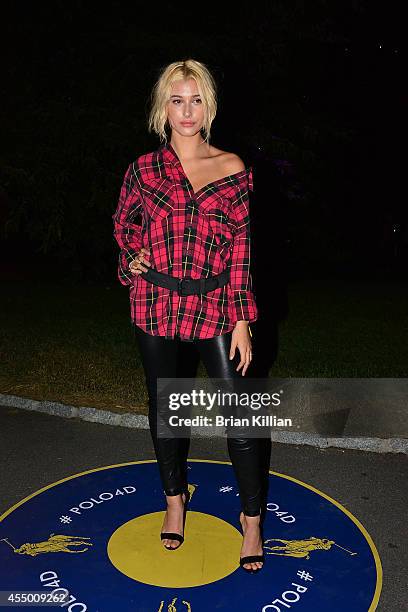 Model Hailey Baldwin attends Polo Ralph Lauren For Women during Mercedes-Benz Fashion Week Spring 2015 at Cherry Hill in Central Park on September 8,...