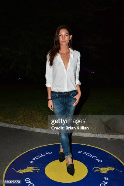 Model Lily Aldridge attends Polo Ralph Lauren For Women during Mercedes-Benz Fashion Week Spring 2015 at Cherry Hill in Central Park on September 8,...