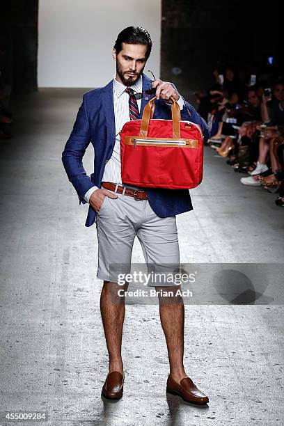 Model walks the runway during the Schuyler4 Collective show at Nolcha Fashion Week New York Spring Collections 2015 during NY Fashion Week at Eyebeam...