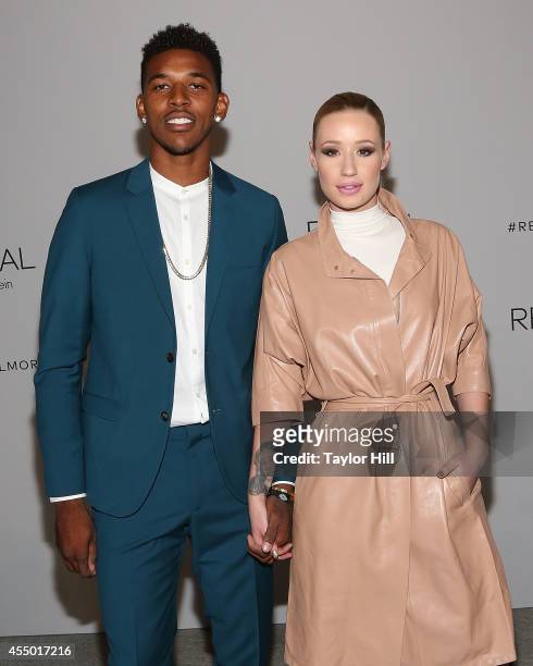 Los Angeles Lakers small forward Nick Young and Rapper Iggy Azalea attend the REVEAL Calvin Klein Fragrance Launch Party at 4 World Trade Center on...