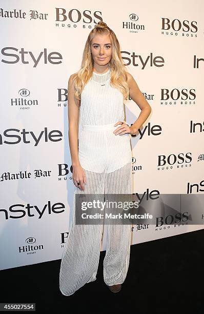Rochelle Fox arrives at the InStyle and Hugo Boss Men of Style Cocktail Party at Hilton Hotel on September 9, 2014 in Sydney, Australia.