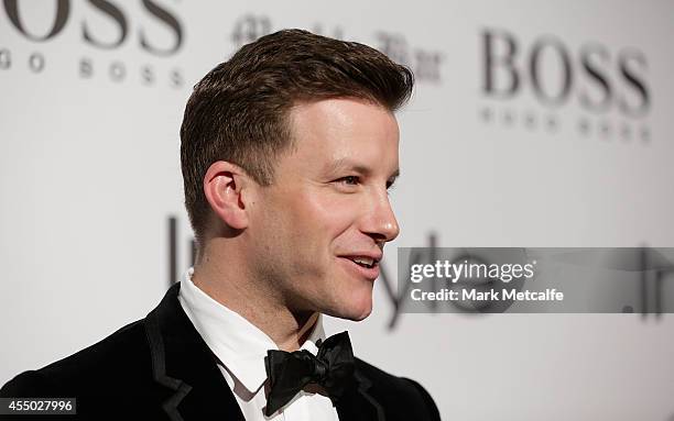 Luke Jacobz arrives at the InStyle and Hugo Boss Men of Style Cocktail Party at Hilton Hotel on September 9, 2014 in Sydney, Australia.