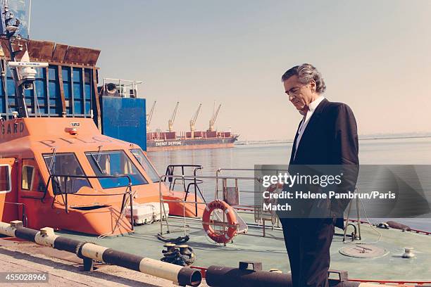 Philosopher and writer Bernard Henri Levy is photographed for Paris Match whilst presenting his new work Hotel Europe on August 9, 2014 in Odessa,...