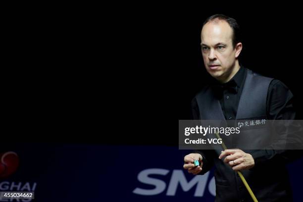 Fergal O'Brien of Ireland looks on in the match against Robert Milkins of England during day two of the World Snooker Bank of Communications OTO...