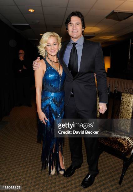 Recording artists Kellie Pickler and Joe Nichols attend the Backstage Creations Celebrity Retreat at the American Country Awards 2013 at the Mandalay...