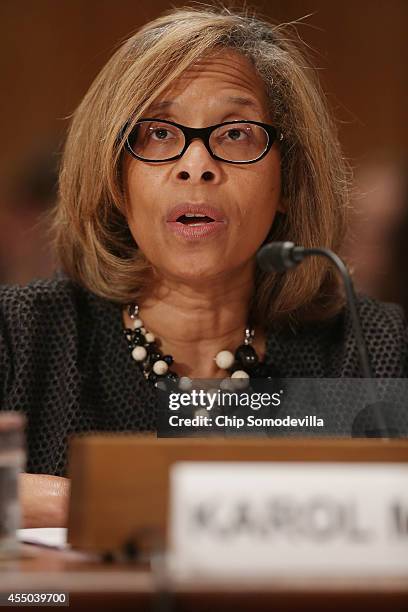 Justice Department Office of Justice Programs Assistant Attorney General Karol Mason testifies about military equipment given to local law...