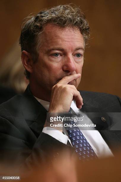 Sen. Rand Paul questions witnesses about military equipment given to local law enforcement departments by the federal government during a Senate...