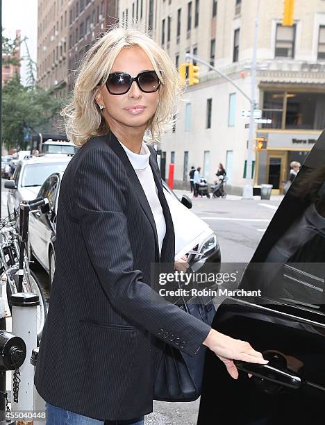 Director of Apollonia Associates, Corinna zu Sayn-Wittgenstein departs The Mark Hotel for a meeting with the Clinton Global Initiative on September...