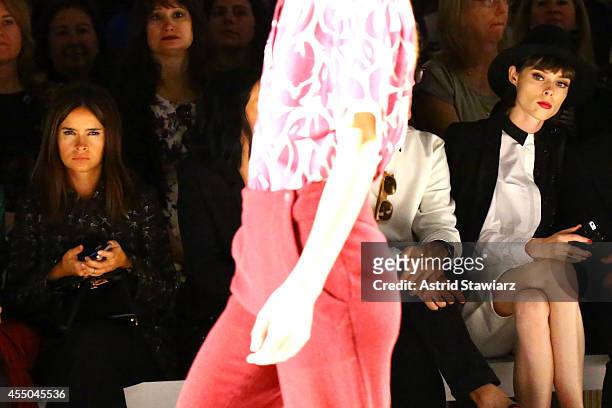 Miroslava Duma and Coco Rocha attend the Noon By Noor fashion show during Mercedes-Benz Fashion Week Spring 2015 at The Salon at Lincoln Center on...