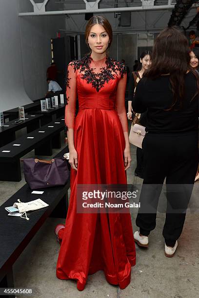 Miss Universe Gabriela Isler attends the Vivienne Hu fashion show during Mercedes-Benz Fashion Week Spring 2015 at Pier 59 on September 9, 2014 in...