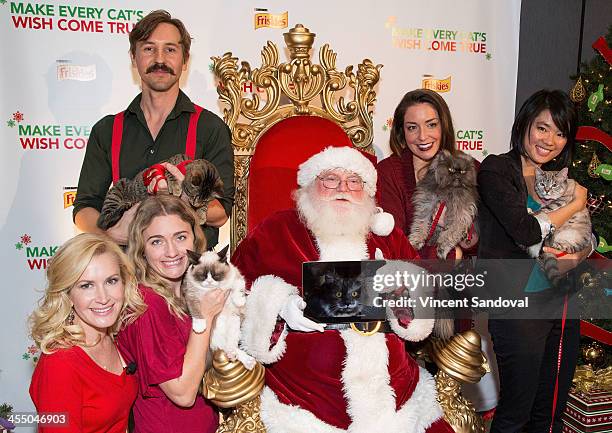 Actress Angela Kinsey, Mick Szydlowski holding his cat Oskar, Tabatha Bundesen holding Grumpy Cat, 'Santa Claus' holding a picture of Hamilton The...