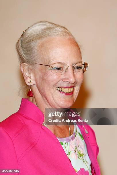 Queen Margrethe II of Denmark arrives for a dinner at Bellevue Palace after she opened an exhibition about the Vikings at Martin-Gropius-Bauon...