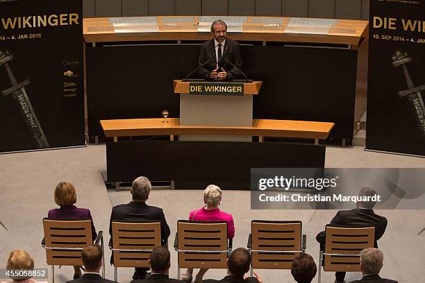 Hermann Parzinger speaks ahead of 'Die Wikinger' exhibition opening at Martin-Gropius-Bau on September 9, 2014 in Berlin, Germany.