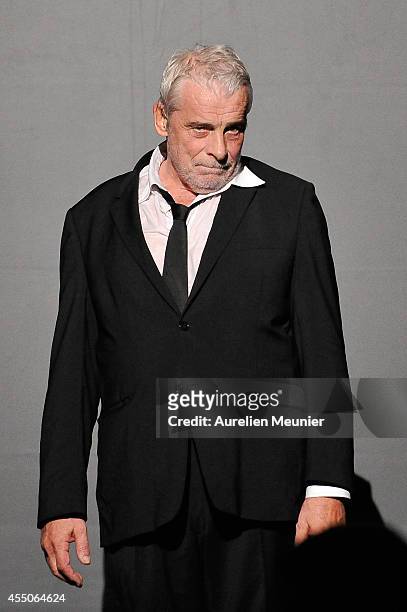 Jacques Weber poses onstage during the 'Hotel Europe' Premiere at Theatre de L'Atelier on September 9, 2014 in Paris, France.