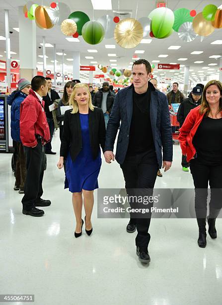 Actress Elisha Cuthbert and her husband professional hockey player Dion Phaneuf make an in-store Holiday appearance at Target at Shoppers World...