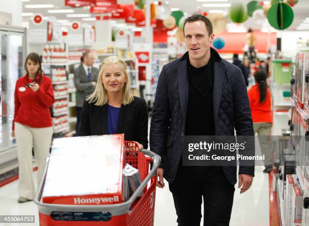 Actress Elisha Cuthbert and her husband professional hockey player Dion Phaneuf make an in-store Holiday appearance at Target at Shoppers World...