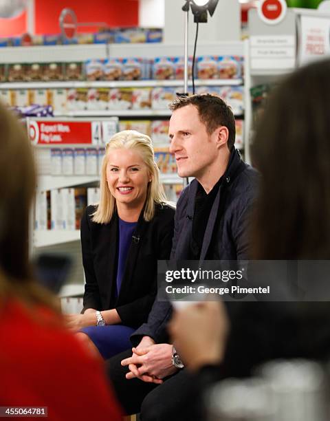 Actress Elisha Cuthbert and her husband professional hockey player Dion Phaneuf make an in-store Holiday appearance at Target at Shoppers World...