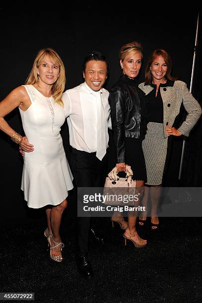 Ramona Singer, designer Zang Toi, Sonja Morgan, and Jill Zarin attend the Zang Toi fashion show during Mercedes-Benz Fashion Week Spring 2015 at The...