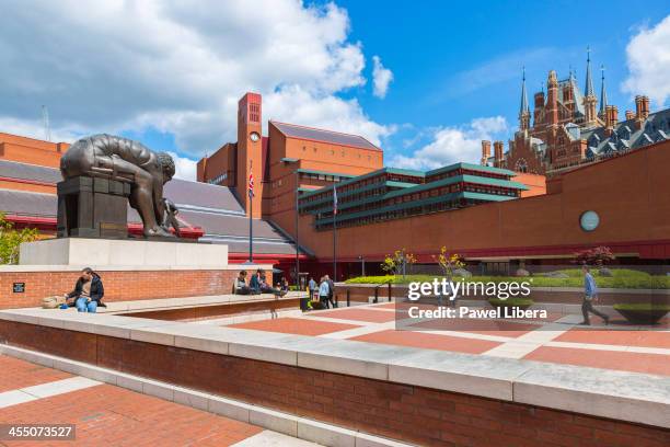 Statue of Issac Newton in the forecourt of the British Library.