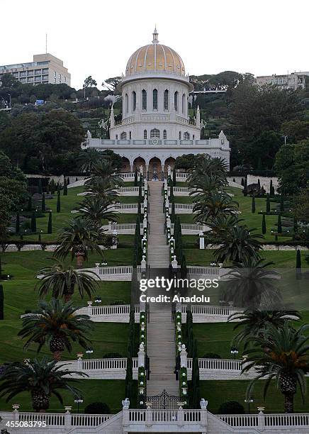 Shrine of the Bab which is the second holy place for Baha'i worshippers and its terraced gardens are seen on Mount Carmel, Haifa on December 9, 2013.