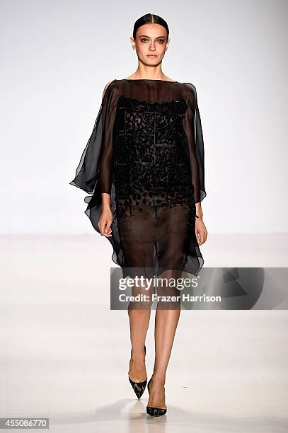 Model walks the runway at the Pamella Roland fashion show during Mercedes-Benz Fashion Week Spring 2015 at The Salon at Lincoln Center on September...