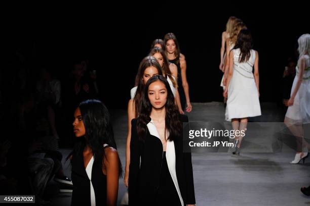Models walk the runway at the Narciso Rodriguez SS15 Collection at SIR Stage37 on September 9, 2014 in New York City.