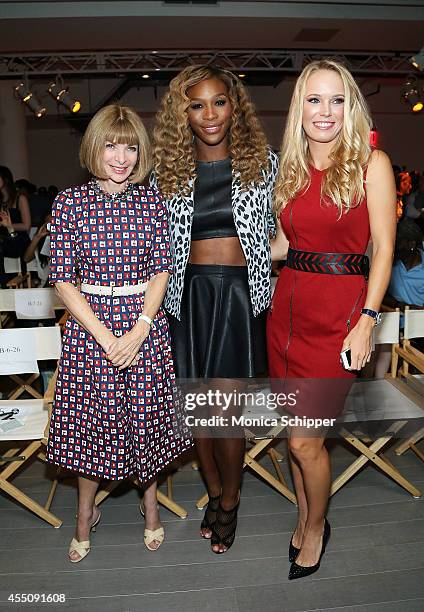 Anna Wintour, Serena Williams and Caroline Wozniacki attend the Serena Williams Signature Statement by HSN fashion show during Style360 Spring 2015...