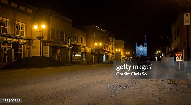 The main street of Rue Frontenac in Lac-Megantic becomes a ghost town after most of the construction workers leave the restricted entry red zone. St....