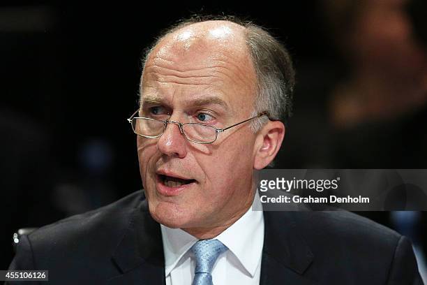 Australian Minister for Employment, Senator Eric Abetz opens the G20 Labour and Employment Ministerial Meeting on September 10, 2014 in Melbourne,...