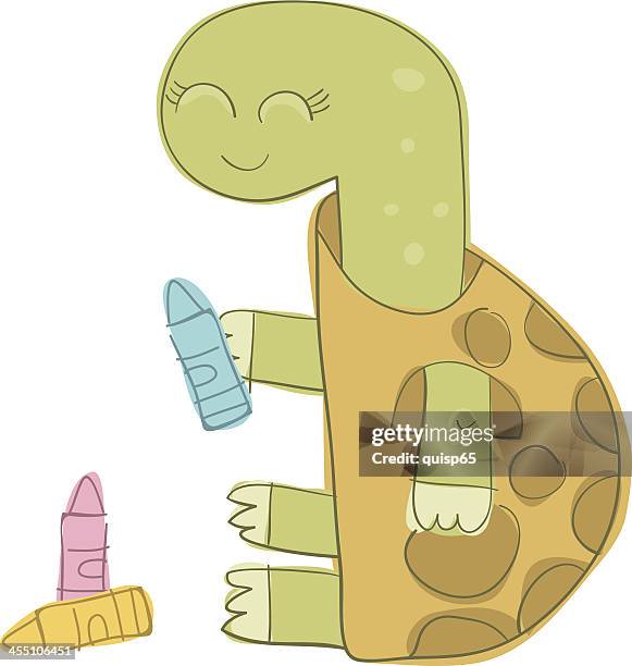 turtle with crayons - turtle white background stock illustrations