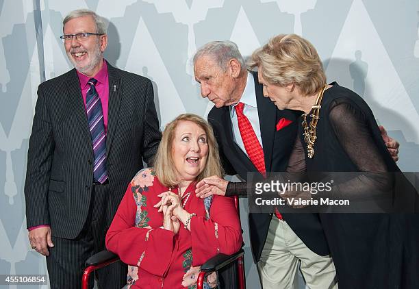 Leonard Maltin, Teri Garr, Mel Brooks and Cloris Leachman attend The Academy Of Motion Picture Arts And Sciences Celebrates 40th Anniversary Of...