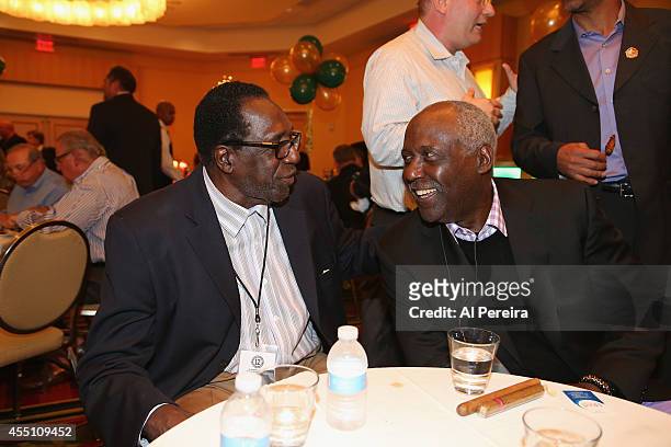 Former Harlem Globetrotter standout Meadowlark Lemon and Actor Richard Roundtree attend the March Of Dimes celebrity casino party at Long Island...