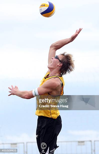 Philipp Arne Bergmann of Germany in action during the FIVB Durban Open at New Beach on December 11, 2013 in Durban, South Africa.
