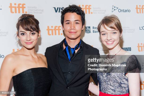 Rising stars Sophie Desmarais, Shannon Kook and Julia Sarah Stone attend the "Mommy" premiere during the Toronto International Film Festival at...
