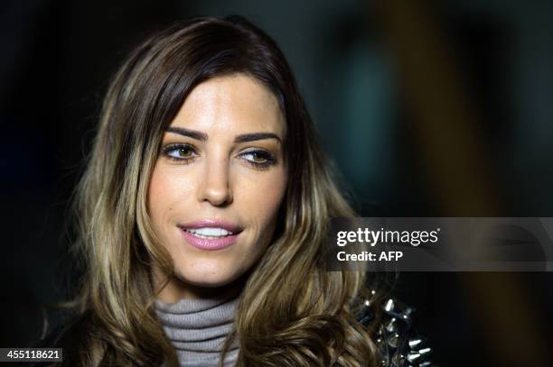 Yolanthe Sneijder-Cabau, Spanish-Dutch actress and wife of Dutch international football player Wesley Sneijder, poses on December 11, 2013 on the set...