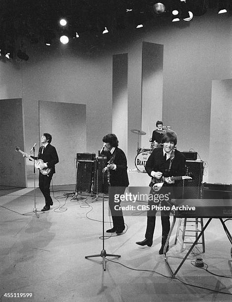 The Beatles during their final performance on THE ED SULLIVAN SHOW. Image dated August 14, 1965. Shown from left: Paul McCartney, George Harrison,...