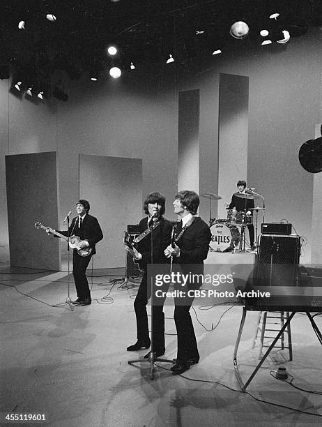 The Beatles during their final performance on THE ED SULLIVAN SHOW. Image dated August 14, 1965. Shown from left: Paul McCartney, George Harrison,...