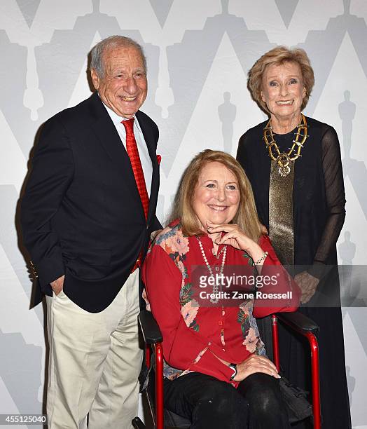 Writer-director Mel Brooks, actress Teri Garr, and actress Cloris Leachman arrive at The Academy of Motion Picture Arts and Sciences Celebrates 40th...