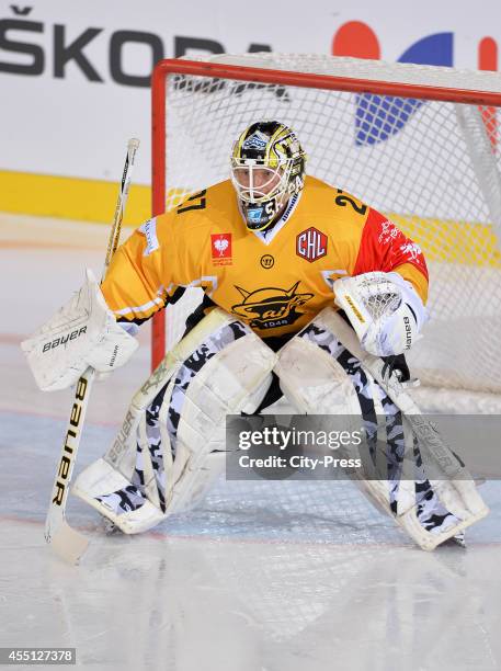 Jussi Markkanen of SaiPa Lappeenranta during the Champions Hockey League game between ERC Ingolstadt and SaiPa Lappeenranta on august 23, 2014 in...