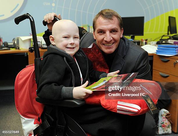 Brendan Rodgers manager of Liverpool FC visits patients at Alder Hey Children's Hospital on December 11, 2013 in Liverpool, England.