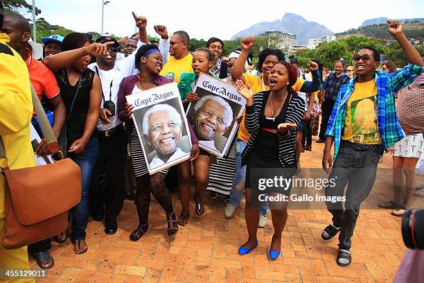 People line the fanwalk as they make their way to the tribute concert for Madiba on December 11, 2013 in Cape Town, South Africa. Former South...