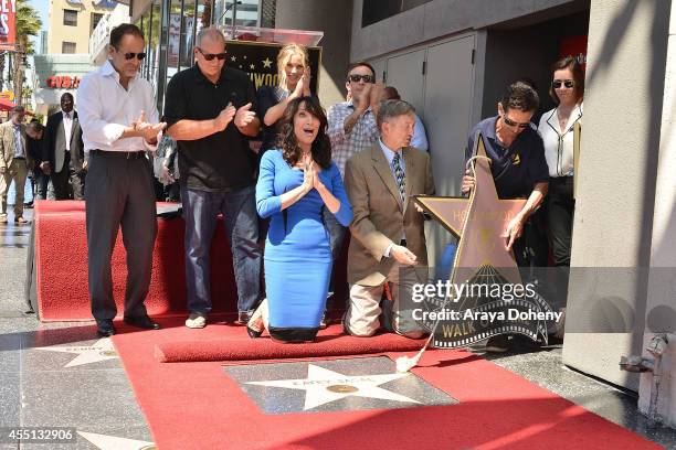 John Landgraf, Ed O'Neill, Christina Applegate, Katey Sagal, David Faustino and Leron Gubler attend the ceremony honoring Katey Sagal with a Star on...