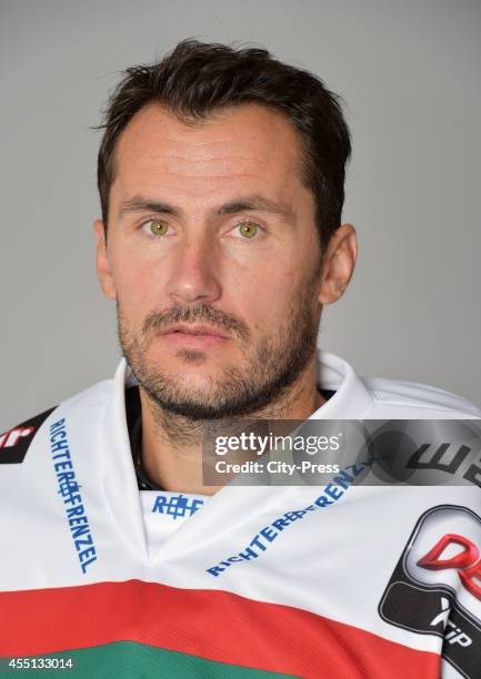 Ivan Ciernik of Augsburger Panther during the portrait shot on august 15, 2014 in Straubing, Germany.