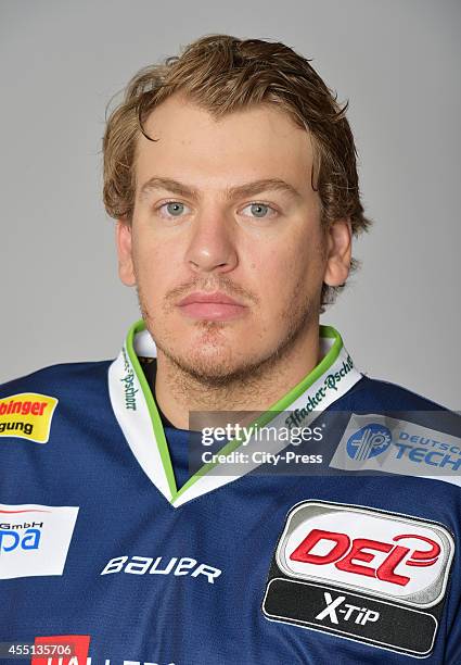 Andy Canzanello of Straubing Tigers during the portrait shot on august 15, 2014 in Straubing, Germany.