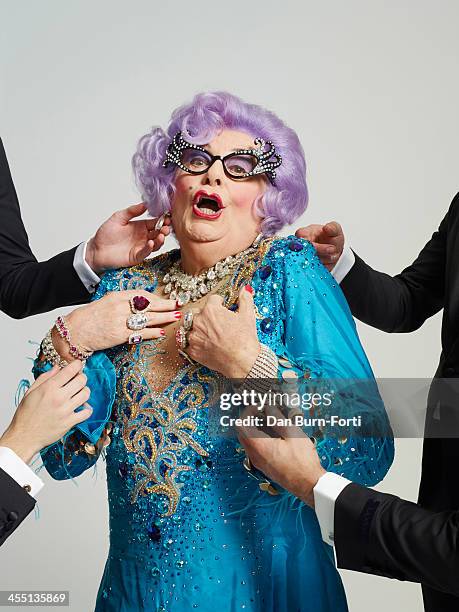 Actor Barry Humphries in the character of Dame Edna is photographed for ES magazine on July 24, 2013 in London, England.