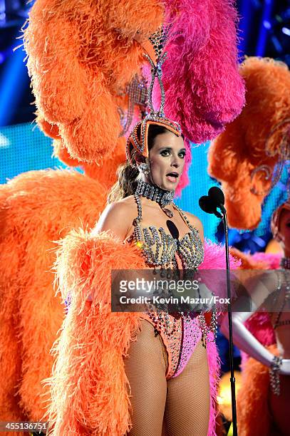 Host Danica Patrick performs onstage during the 2013 American Country Awards at the Mandalay Bay Events Center on December 10, 2013 in Las Vegas,...