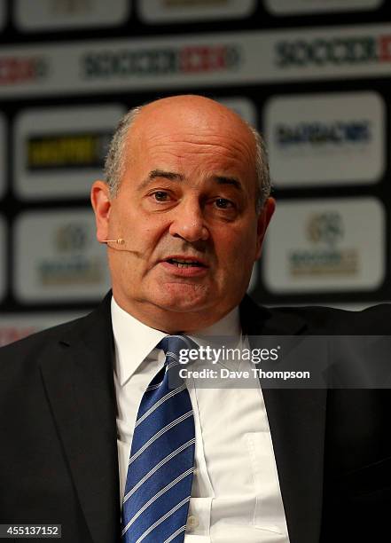 Mark Sutcliffe, CEO, Hong Kong FA, addresses delegates during the discussion about match fixing in football during the Soccerex European Forum...