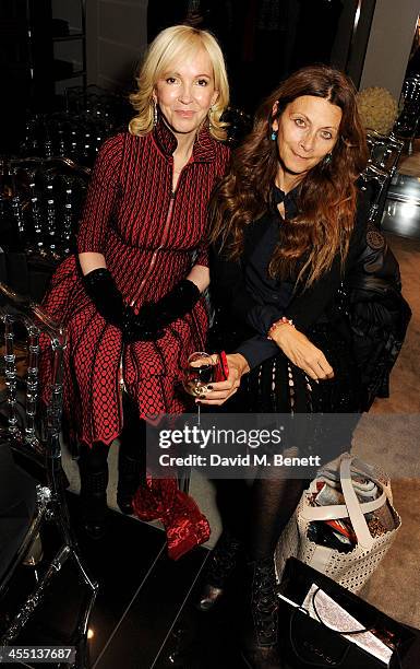 Sally Greene and Christa D'Souza attend the ESCADA/Harper's Bazaar book reading with Fatima Bhutto, reading from her novel "The Shadow Of The...